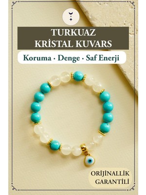 Orenda Design Turkuaz, Kristal Kuvars, Nazar Boncuğu Doğal Taş Bileklik – Koruma, Denge & Saf Enerji