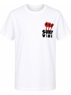 Trender Surf Vibe Kısa Kol O Yaka Beyaz Erkek Çocuk T-Shirt 26YDT1000059