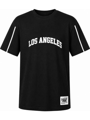 Trender Los Angeles Biyeli Kısa Kol O Yaka Siyah Erkek Çocuk T-Shirt 26YDT1000061