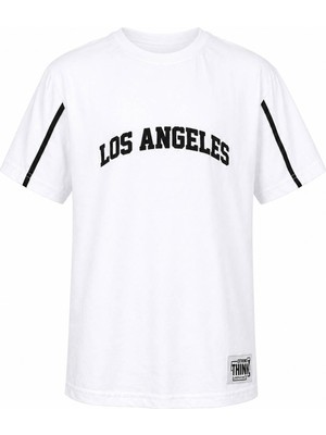 Trender Los Angeles Biyeli Kısa Kol O Yaka Beyaz Erkek Çocuk T-Shirt 26YDT1000061