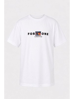 Trender For One Baskı Beyaz Erkek Çocuk T-Shirt 8032