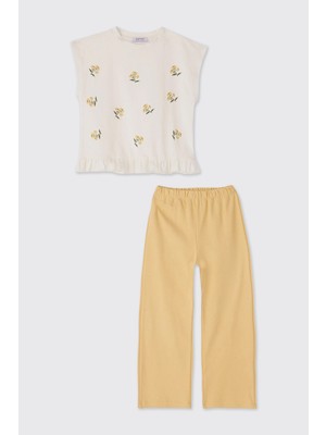 Panço Kız Çocuk Sarı Pijama Takımı