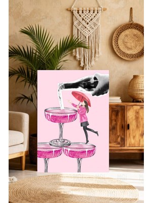 Mgi Design Lüks Pembe Eklektik Tablo Boho Stilinde Kanvas Tablo Çalışma Odası Sanatı