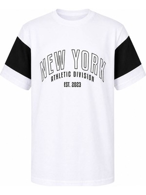 Trender New York Baskı Beyaz Erkek Çocuk T-Shirt 8030
