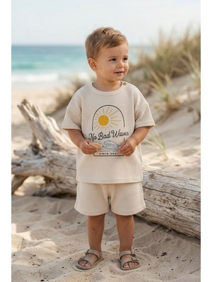Baby Kuğu Unisex Waffle Kumaş Çocuk Bohem Ikili Takım