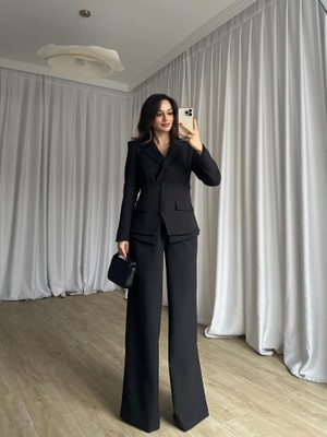 Klex Klasik Kesim Blazer Ceket Pantolon Takım 6021 Siyah - S