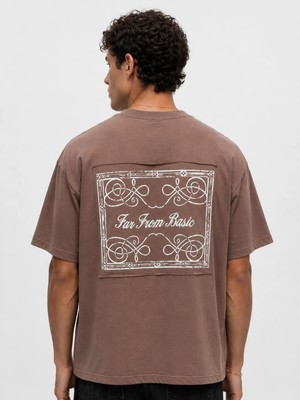 Respire Erkek Ffb Nakışlı Oversize T-Shirt Kahve