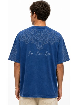 Respire Erkek Far From Basic Yıkamalı Oversize T-Shirt Lacivert