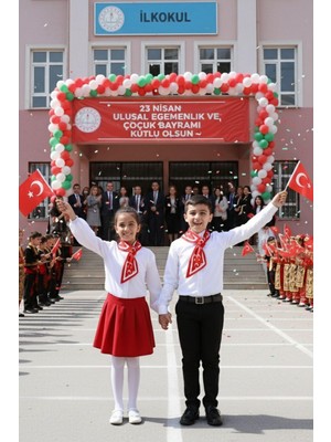 Papuç Sepeti Türk Bayrağı Desenli Kravat Formlu Çocuk Fular
