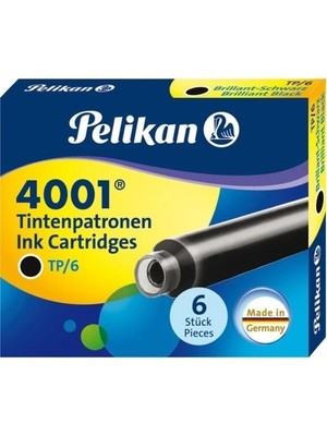 Düzey Pelikan 4001 Dolma Kalem Kartuşu Küçük Brilliant Siyah 6 Lı
