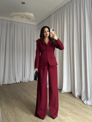 Klex Klasik Kesim Blazer Ceket Pantolon Takım 6021 Bordo - M