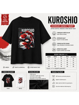 Tişört Kodu Kuroshıo Oversize Unisex Tişört – Japon Koi Balığı Tasarımı