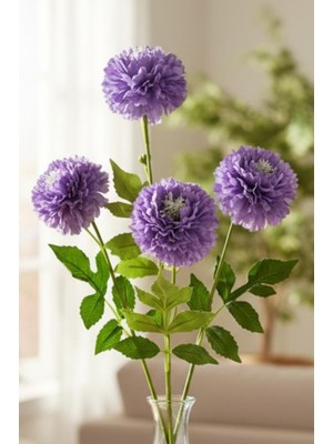 Nettenevime Yapay Çiçek Kasımpatı Mor Uzun Dal 3 Çiçekli 77CM