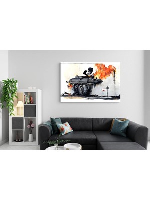 Mgi Design Premium Kalite Banksy Sokak Sanatı Reprodüksiyon Kanvas Tablo Dekoratif Duvar Sanatı