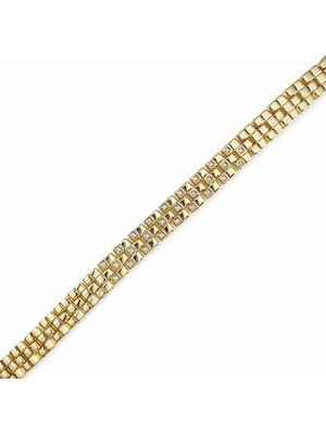 Zeino Zirkon Taşlı Italyan Bileklik - 14K Altın Kaplama - 17+1 cm