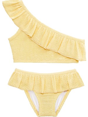 Sand Mother Uv Korumalı Fırfırlı Dokulu Tek Omuz Kız Çocuk Bikini Takımı