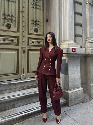 Klex Tüvit Kumaş Takım 6054 Bordo - S