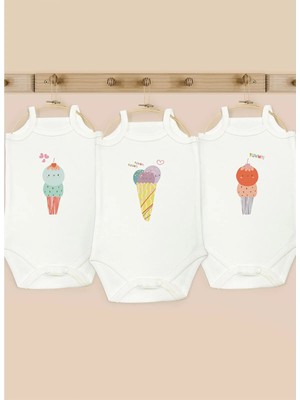 Luggi Baby Kare Yaka Pamuklu Ip Askılı Kız Bebek Çıtçıtlı Body 3'lü