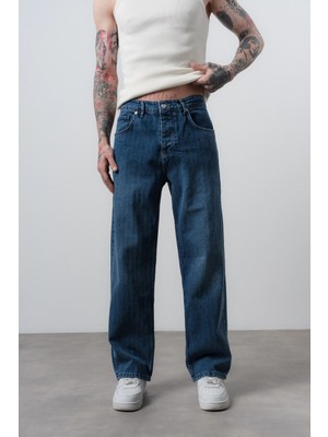 Respire Erkek Desenli Baggy Jean Lacivert
