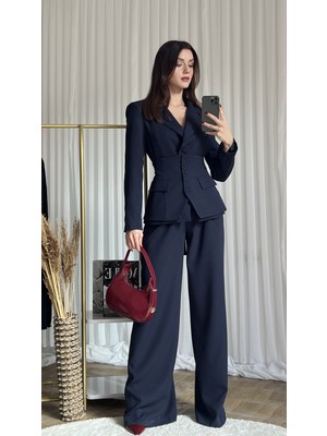 Klex Klasik Kesim Blazer Ceket Pantolon Takım 6021 Lacivert - L