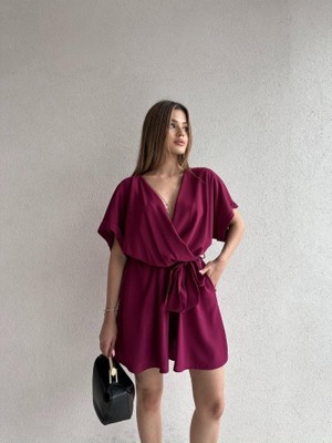 Klex Tek Omuz Çiçek Detaylı Geniş Paça Tulum 5094 Mürdüm - L