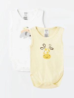 Luggi Baby Bisiklet Yaka Kız Bebek Askılı Çıtçıtlı Body 2'li