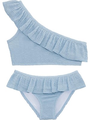 Sand Mother Uv Korumalı Fırfırlı Dokulu Tek Omuz Kız Çocuk Bikini Takımı