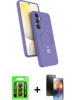 Marsilyan™- Galaxy A35 5g Kılıf Iz Işık Koleksiyonu - Siyah 3D Antistatik Mat Seramik Nano Ekran Koruyucu + Raze Metal Kamera Lens - Sh