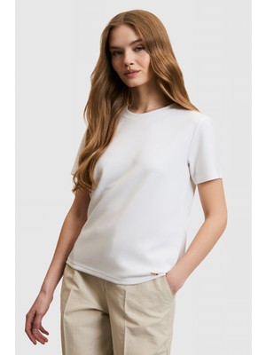 U.S. Polo Assn. Kadın Beyaz Bisiklet Yaka Basic Tişört 50323533-VR013