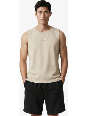 United4 Unıted4 Regular Fit Erkek Krem T-Shirt.tas