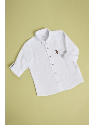 U.S. Polo Assn. Beyaz Erkek Çocuk Basic 50320263-VR013 Gömlek Rahat Kesim Trend Düz Desen