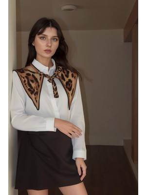Papuç Sepeti Wildline Leopar Desenli Kadın Omuz Şalı – Fular Yaka (Yakalık)