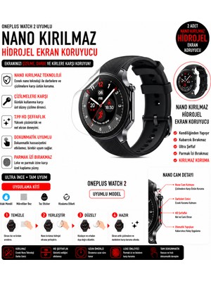 Astakos Oneplus Watch 2 Uyumlu Nano Hidro Jel Ekran Koruyucu 2 Adet Darbe Emici Tpu Film