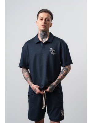 Erkek Respire Relined Yazılı Regular Fit T-Shirt Lacivert