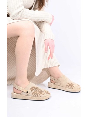 Bestello Cırtlı Poli Taban Lazer Baskılı Hakiki Deri Sabo Sandalet 341-1128 Kadın Sandalet