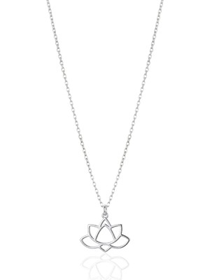 Oya Silver Tasarım Lotus Çiçeği Gümüş Kolye [OYOT319]