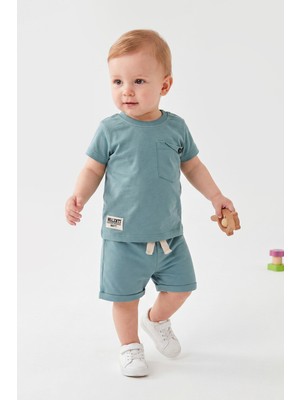 Joy Kids Erkek Bebek %100 Pamuk Basic Takım (9-24AY) (Su Yeşili)