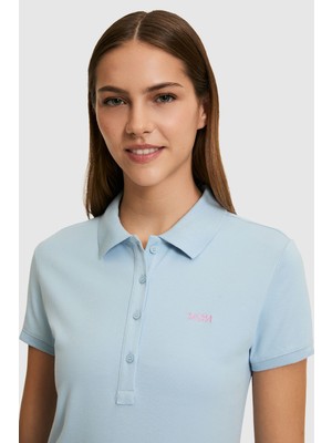U.S. Polo Assn. Kadın Açık Mavi Polo Yaka Basic Tişört 50323461-VR003