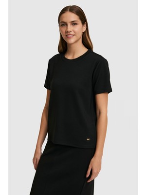 U.S. Polo Assn. Kadın Siyah Bisiklet Yaka Basic Tişört 50323533-VR046