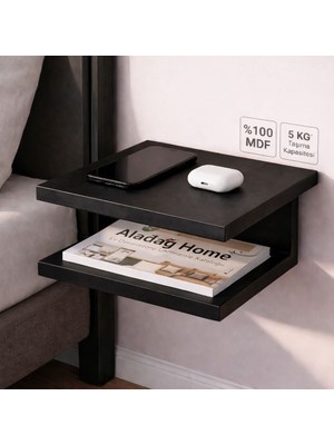 Aladağ Home Modern Siyah 30X25 Duvar Rafı – %100 Mdf, 2 Katlı, Dekoratif ve Kullanışlı Tasarım