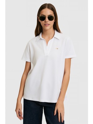 U.S. Polo Assn. Kadın Beyaz Polo Yaka Basic Tişört 50323447-VR013
