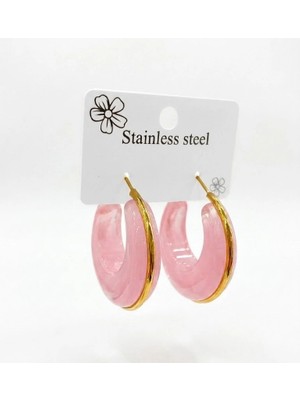 Küçük Hazine Rose Marble Vintage Halka Küpe KP00687