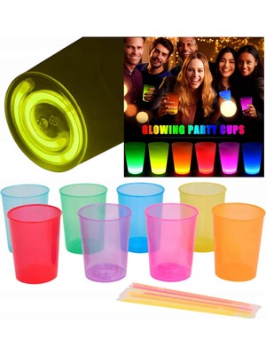 Go İthalat Karanlıkta Yanan Gece Işığı Mega Glow Bardaklar 8 Adet 8.5 x 10.5 cm (5582)