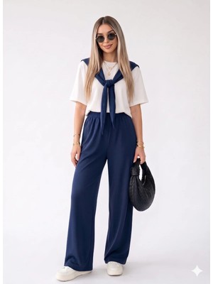 Shine & Style Şal Detay Eşofman Takım Lacivert