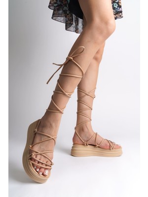 Zapatos Samantha Bilekten Bağlamalı Ortopedik Taban Kadın Terlik  Ctt - Ten