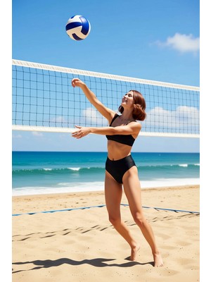 PayBuy Kadın Bikini Takımı Bralette Yüksek Bel Balensiz Kolsuz Düz Desen Regular Kalıp Örme Raşel
