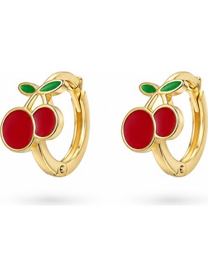 Serelya Kiraz Model Gold Renk Pirinç Çocuk Küpe