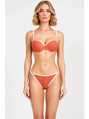 Benerly Kadın Bikini Takımı Balconette Kaplı Balenli Normal Bel Brazilian Kesim Örme Kumaş Kolsuz Düz Desen