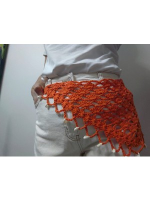 Moda El Örgüsü Bandana, Pantolon Aksesuarı Turuncu