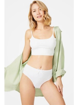 Homay Büyük Beden Yüksek Bel Fiyonk Detaylı Basic Bikini Külot - Tek Parça